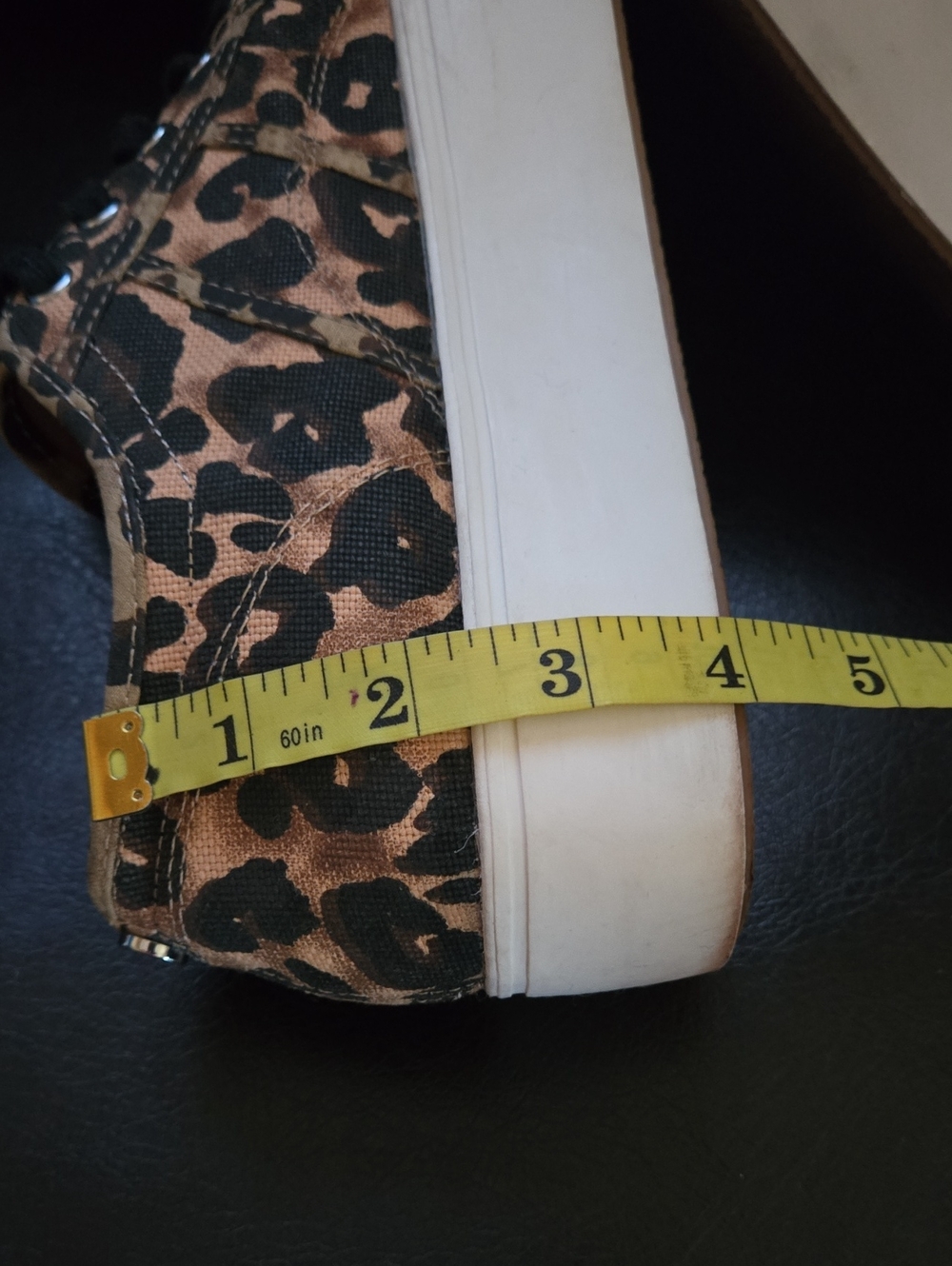 Steve Madden Emmi Leopard Print Canvas Sneakers - Black & Brown Size 10M - Picture 11 of 12